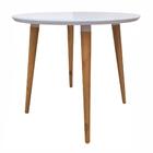 Mesa Para Sala De Jantar Redonda Betty Branco Tampo Em Vidro