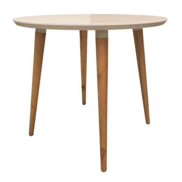 Mesa Para Sala De Jantar Redonda Betty Off White Tampo Em Vid