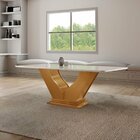 Mesa Para Sala De Jantar Retangular Tampo Com Vidro Safira Ca