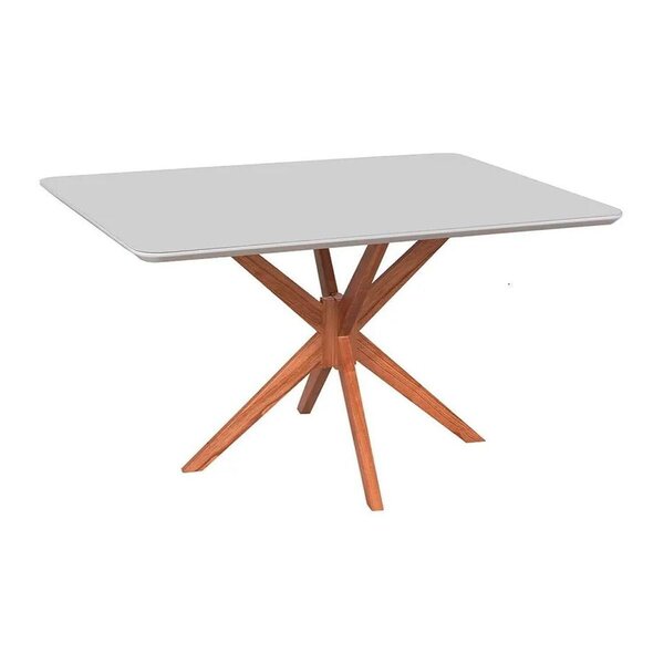 Mesa Para Sala De Jantar Retângular Tampo Laqueado Com Vidro