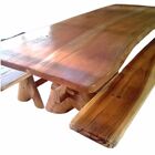 Mesa Para Sala De Jantar Rústica Madeira 2,2m +2 Bancos Jequi