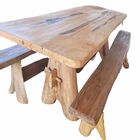 Mesa Para Sala De Jantar Rústica Madeira 3m +2 Bancos Jatobá