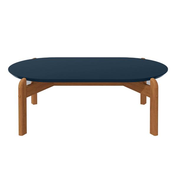 Mesa Para Sala Oval Divinópolis Azul Cobalto Cedro