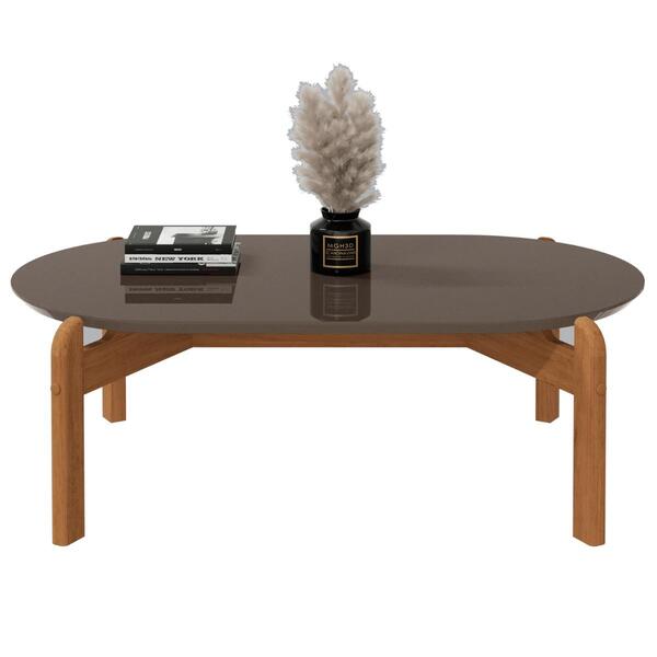 Mesa Para Sala Oval Divinópolis Cinza Perola Cedro