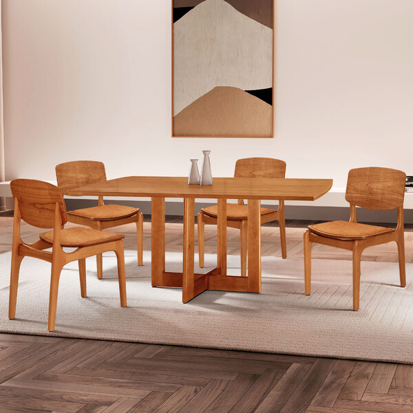 Mesa Patros Tampo 120 Laminado Barril Com 4 Cadeiras Malta Go