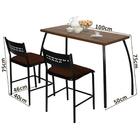 Mesa Pequena Com 2 Cadeiras De Aço Preto Com Assento Marrom