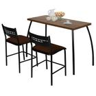 Mesa Pequena Com 2 Cadeiras De Aço Preto Com Assento Marrom