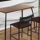 Mesa Pequena Com 2 Cadeiras De Aço Preto Com Assento Marrom