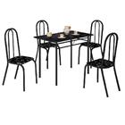 Mesa Pequena Retangular 4 Cadeiras Preta