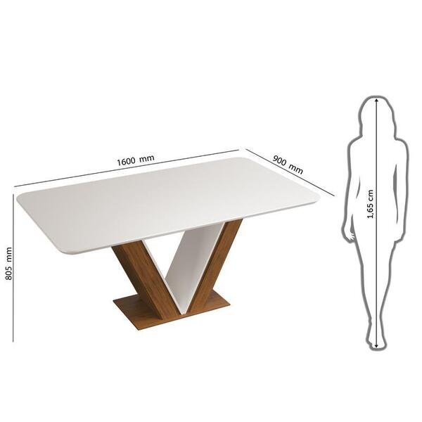 Mesa Pietra Para Sala De Jantar 1600x900 Freijó/off White - F