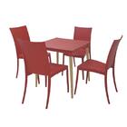 Mesa Plastica Laura Vermelha Com Pernas De Madeira