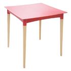 Mesa Plastica Laura Vermelha Com Pernas De Madeira