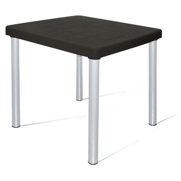 Mesa Plastica Mona Preta Com Pernas De Aluminio Anodizado