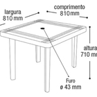Mesa Plástica Quadrada Demontável Mor - Preto