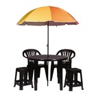 Mesa Plástica Redonda Desmontável Preta Mor