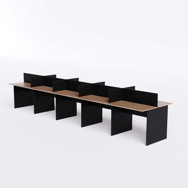 Mesa Plataforma 10 Lugares 450x120cm Freijo Com Preto