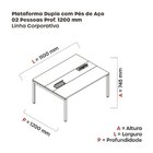 Mesa Plataforma Dupla Com Pé De Aço Para Coworking 110x120 Pd