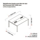 Mesa Plataforma Dupla Com Pé De Aço Para Coworking 120x120 Pd