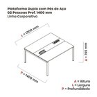 Mesa Plataforma Dupla Com Pé De Aço Para Coworking 120x140/2p
