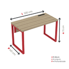 Mesa Plataforma Unica 120x60 Pe40 Noce Naturalle/vermelho