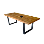 Mesa Podcast Indutrial Em Madeira Maciça Com Ferro 2,00x0,90m