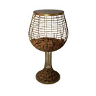 Mesa Porta Rolhas De Chão Dourada Com Tampa De Madeira Pinus