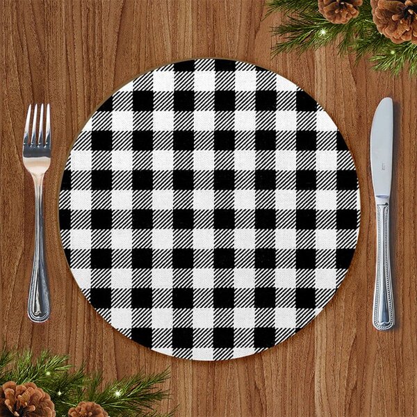 Mesa Posta Sousplat Xadrez Preto E Branco
