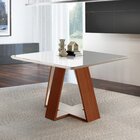 Mesa Quadrada 4 Lugares Tampo Com Vidro/laca Grécia  Castanho