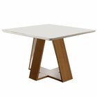 Mesa Quadrada 4 Lugares Tampo Com Vidro/laca Grécia Castanho