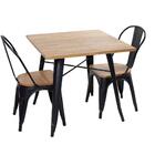 Mesa Quadrada + 2 Cadeiras Iron Tolix Com Assento De Madeira
