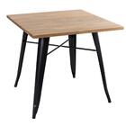 Mesa Quadrada + 2 Cadeiras Iron Tolix Com Assento De Madeira