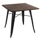 Mesa Quadrada + 4 Cadeiras Iron Tolix Com Assento De Madeira