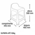 Mesa Quadrada Dobrável 80x72cm Preta + 4 Banquetas Com Encosto
