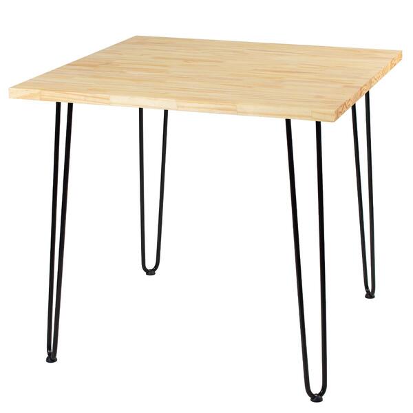 Mesa Quadrada Hairpin - 80 X 80 Cm - Tampo De Madeira Clara