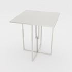 Mesa Quadrada Industrial 70cm Branca Tampo Madeira Branco