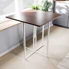 Mesa Quadrada Industrial 70cm Branca Tampo Madeira Imbuia