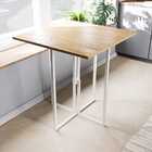 Mesa Quadrada Industrial 70cm Branca Tampo Madeira Pinus