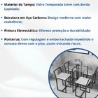 Mesa Quadrada Industrial 70cm Dourada Tampo Vidro Temperado