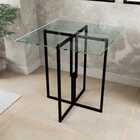 Mesa Quadrada Industrial 70cm Preta Tampo De Vidro Temperado