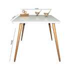 Mesa Quadrada Laqueada Com Vidro Sala De Jantar 140cm - Branc