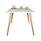 Mesa Quadrada Laqueada Com Vidro Sala De Jantar 80cm - Branco