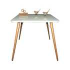 Mesa Quadrada Laqueada Com Vidro Sala De Jantar 80cm - Off Wh