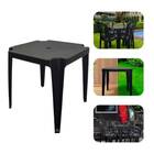 Mesa Quadrada Plástico Monobloco 70cm Preta + 2 Banquetas Emp