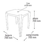 Mesa Quadrada Plástico Monobloco 70cm Preta + 2 Cadeiras Vime