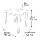 Mesa Quadrada Plástico Monobloco 70cm Preta + 4 Banquetas Emp