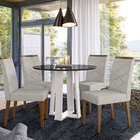 Mesa Redonda 4 Lugares Com Vidro 3mm De 100cm  Sem Cadeiras L