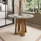 Mesa Redonda 4 Lugares Com Vidro 3mm De 135cm  Sem Cadeiras L