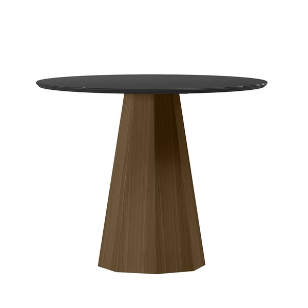 Mesa Redonda 4 Lugares Com Vidro De 100cm  Sem Cadeiras Chell