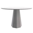 Mesa Redonda 4 Lugares Com Vidro De 117cm  Sem Cadeiras Chell