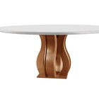 Mesa Redonda 6 Lugares Tampo Vidro/mdf Para Sala De Jantar 13